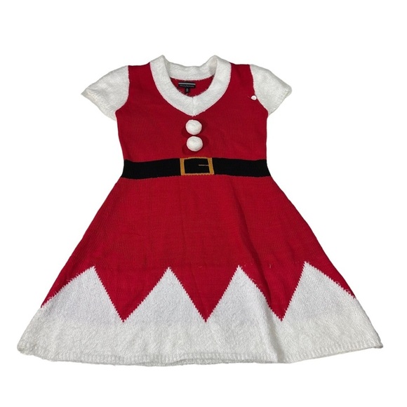 Allison Britney Red White Black V-Neck Sweater Dress Sz S NWOT Mrs Santa Claus - Picture 9 of 14